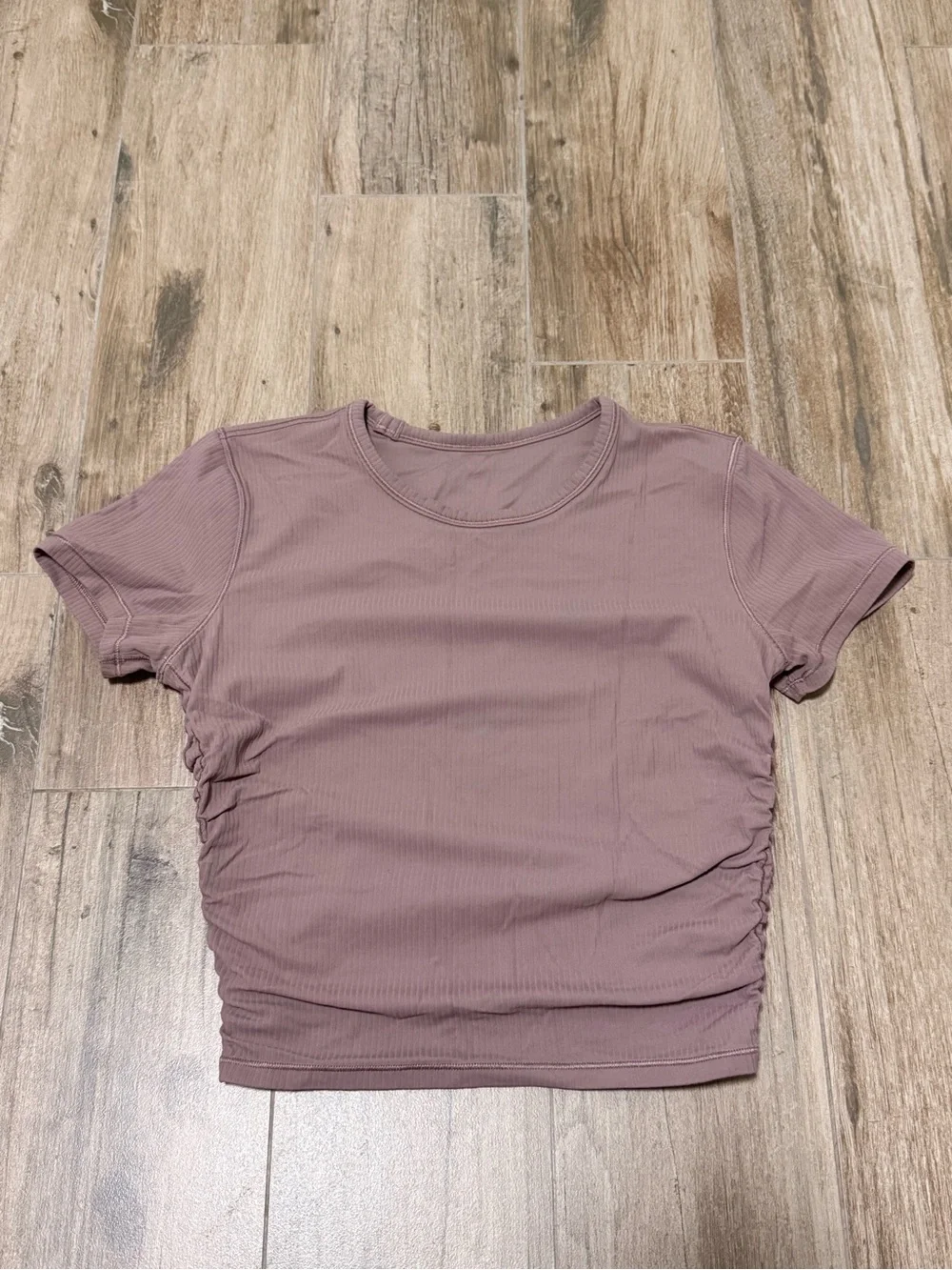 Lululemon Size 4 All It Takes Nulu Ribbed Mauve Twilight Rose Crop Top T Shirt